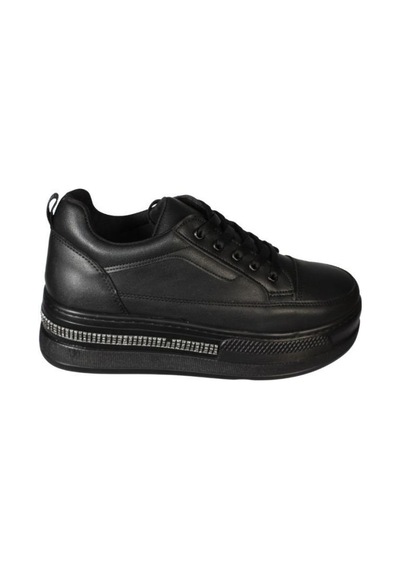 Yazkış Kadın Siyah Beyaz Cilt 5cm Kalın Taban Bağcıklı Tabanı Taşlı Sneaker Spor Ayakkabı Siyah Yazkış Kadın Siyah Beyaz Cilt 5cm Kalın Taban Bağcıklı Tabanı Taşlı Sneaker Spor Ayakkabı Siyah