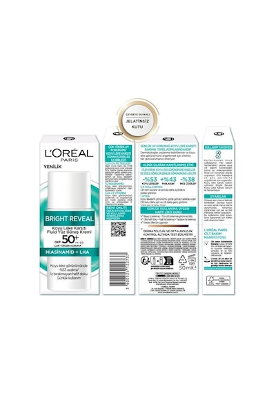 L'Oréal Paris Bright Reveal Koyu Leke Karşıtı Fluid Günlük Yüz Güneş Kremi SPF50+ 50 ML