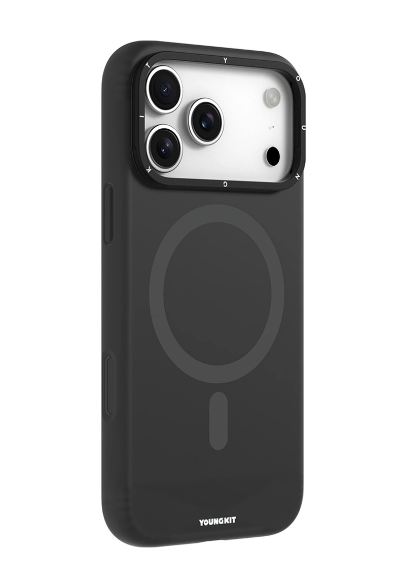 Apple Uyumlu iPhone 17 Pro Max Kılıf M-safe Özellikli Kamera Standlı Youngkit Gel Cream Serisi Kapak Siyah Siyah