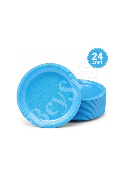 Parti Plastik Tabak 24lü Mavi