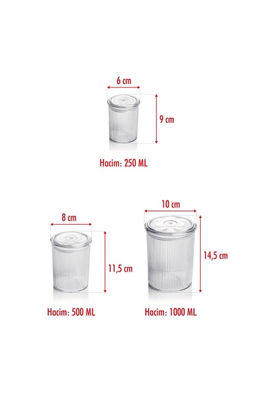 12'li Barok Yuvarlak 3 Boy Kavanoz Seti & Saklama Kabı & Erzak Kabı 4 1000 Ml, 4 500 Ml,4 250 Ml Çok Renkli
