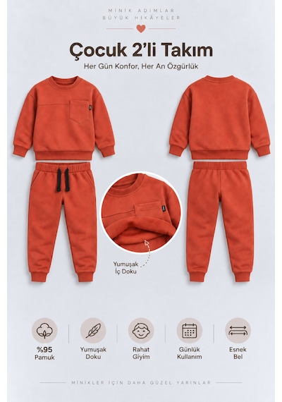 Ahengim Erkek Çocuk Cepli Sweatshirt Ve Jogger Eşofman Altı 2 Li Takım Günlük Rahat Çocuk Eşofman Seti Ak125 Turuncu Ahengim Erkek Çocuk Cepli Sweatshirt Ve Jogger Eşofman Altı 2 Li Takım Günlük Rahat Çocuk Eşofman Seti Ak125 Turuncu