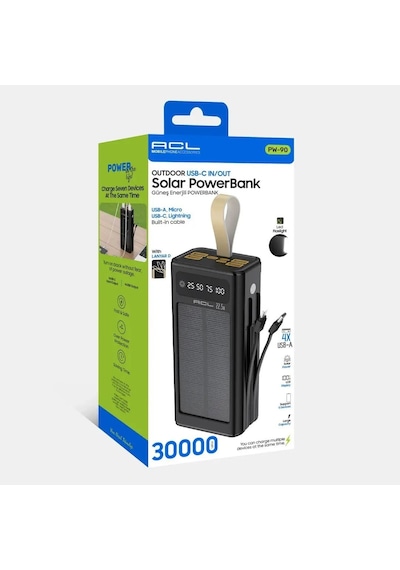 Pw-90 30.000 Mah Solar Powerbank 22.5w Hızlı Şarj Type-c Lightning Micro Usb Dahili Kablolu Lcd Göstergeli Led Fenerli Çok Renkli Pw-90 30.000 Mah Solar Powerbank 22.5w Hızlı Şarj Type-c Lightning Micro Usb Dahili Kablolu Lcd Göstergeli Led Fenerli Çok Renkli
