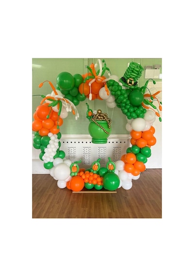 Pastel Turuncu Beyaz Ve Çimen Yeşili Balon Zinciri 100 Adet Mix