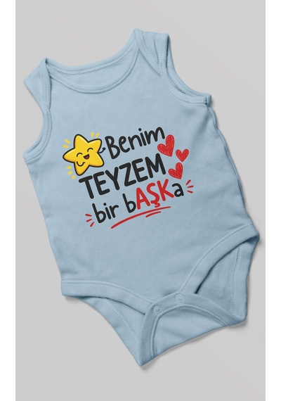 Morivokids Benim Teyzem Bir Başka Sıfır Kollu Bebek Zıbını %100 Pamuk Bebe Mavisi