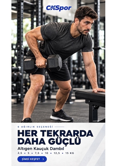 Ckspor 5 Kg Altıgen Kauçuk Dambıl Hex Dumbbell Fitness Kuvvet Antrenmanı Ağırlığı