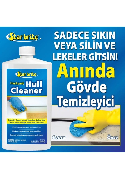 Starbrite - Hızlı Tekne Gövde Temizleyici 950 Ml : Tehlikeli Asit İçermeyen Güvenli Formülle Su Hattı Sararmalarına Ve Pas Lekelerine 2 Dakikada Son