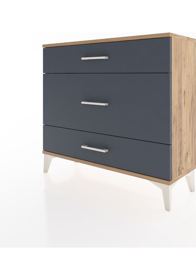 Arges Şifonyer 3 Çekmeceli 88x30x80 Çam-antrasit Atlas Çam