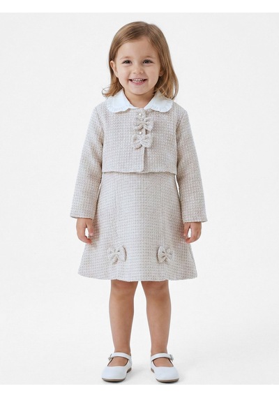 Xo Kids Fiyonklu Bebe Yakalı Tüvit Kız Çocuk 3lü Bej Elbise Takımı 3-7 Yaş 4410 Bej Xo Kids Fiyonklu Bebe Yakalı Tüvit Kız Çocuk 3lü Bej Elbise Takımı 3-7 Yaş 4410 Bej