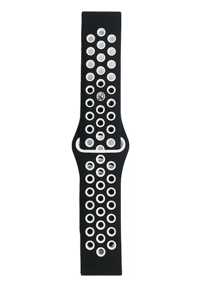 Newface Watch 22mm Spor Delikli Kordon - Siyah-beyaz