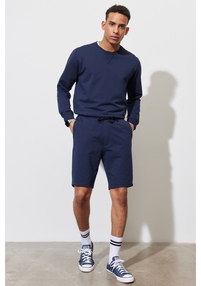 Ac&Co / Altınyıldız Classics Erkek Lacı Standart Fit Normal Kesim Pamuklu Cepli Örme Şort Lacivert
