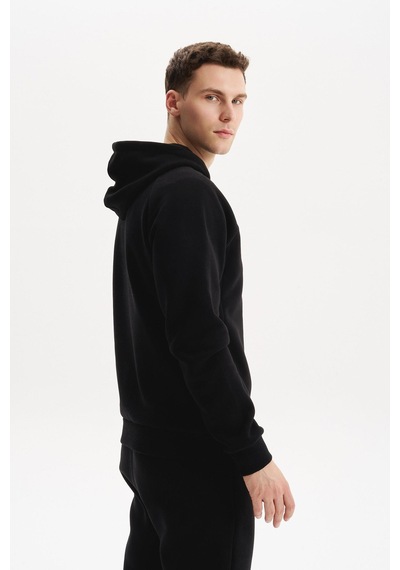 AR-MA Arma Erkek Regular Fit Kapüşonlu Fermuarlı Kanguru Cepli Sweatshirt Pamuk Polyester Karışım K30254628602 Siyah