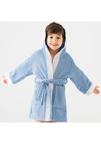 Soley Pueri %100 Pamuklu Unisex Çocuk Bornozu Mavi