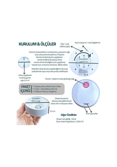 Upway Akıllı Koku Giderici Ozon Cihazı - Banyo, Mutfak Ve Evcil Hayvan Alanları