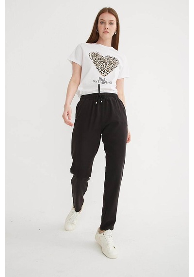 Fashion Friends Beli Bağlamalı Siyah Kadın Pantolon 26y0477k1