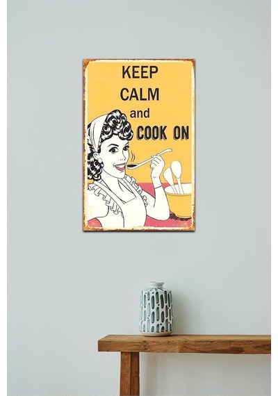 Kuşe Kağıt Duvar Posteri Keep Calm And Cook On Retro Vintage Drtr0029