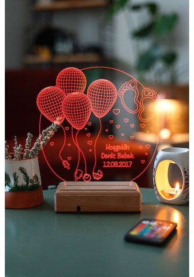 Yeni Doğan, Hoş Geldin Bebek 16 Renk Kumandalı 3d Gece Lambası