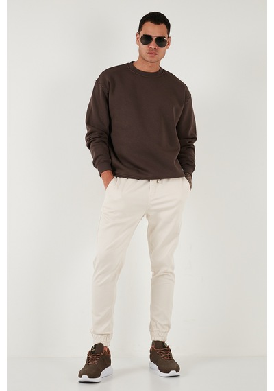 Buratti Regular Fit Bisiklet Yaka Pamuklu Içi Tüylü Yumuşak Şardonlu Erkek Sweat 5905255 Koyu Kahve