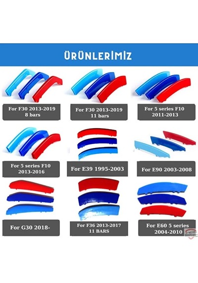 Bmw G30 2018 + Makyajsız Kasa Böbrek Şeridi 3 Renk 9 Rods