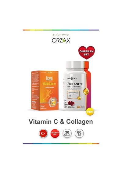 Tr Vitamin C 1000 Mg 30 Tablet & Day2day Kolajen Beauty Gummies 60 Jel Tablet Set