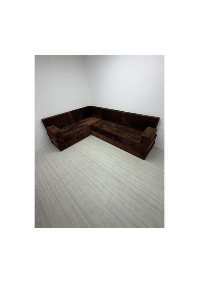 Premium Kadife Kumaş, Konforlu Yer Kanepesi ,modüler Şark Köşesi Takımı - Kahve - 40 Cm- L Set Kahverengi