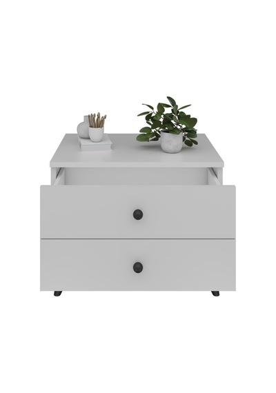 Simple Komodin 2 Çekmeceli 60x44x48 Beyaz Beyaz