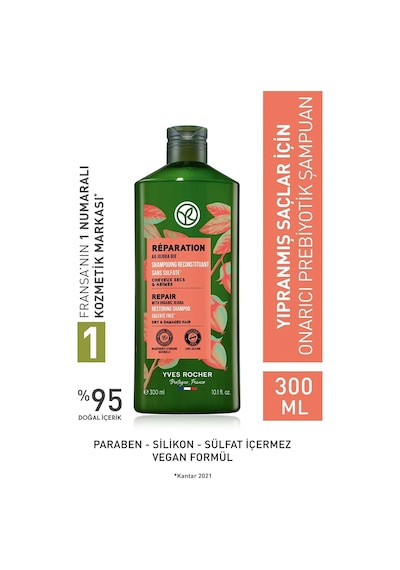 Yves Rocher Onarıcı Prebiyotik Şampuan 300 ML + Yağlı Saçlar İçin Pure  Maske 200 ML