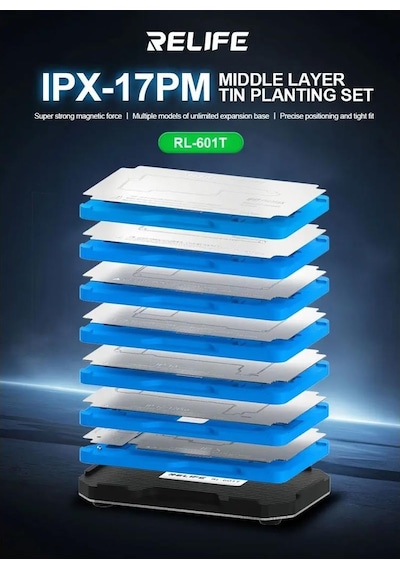 Relife Rl-601t 31'i 1 Arada Orta Katman Kalay Dikme Bga Reballing Platform Seti Apple Uyumlu iPhone X 17 Pro Max