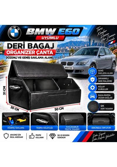 Bmw E60 Uyumlu Oto Bagaj Organizeri Deri Bagaj Kutu Çanta 1