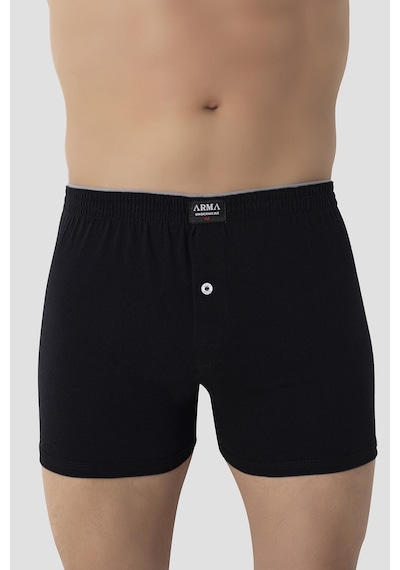 Arma Yıldız 6'lı Paket Erkek Siyah Geniş Kalıp Büyük Beden Boxer Battal Boy İç Giyim %100 Pamuklu Siyah