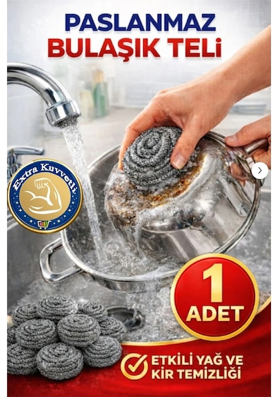 Bulaşık Teli Ovma Teli 1 Adet Pratik Ekonomik Toptel Sürtme Teli Lavabo Mutfak Banyo Temizlik Teli Sert Yüzey İçin