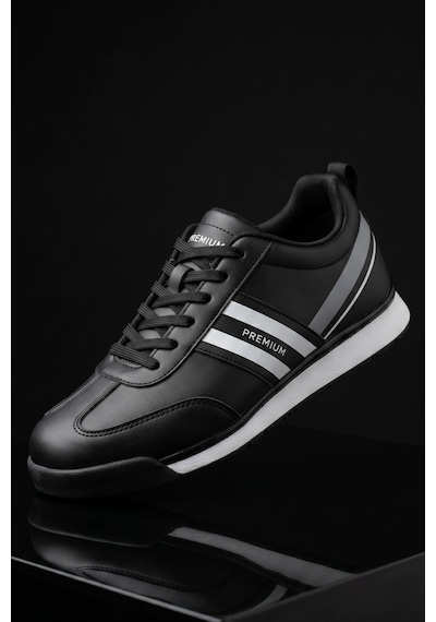 In Step Premium Serisi Siyah Beyaz Çizgili Unısex Sneaker Günlük Spor Ayakkabı Siyah - Beyaz