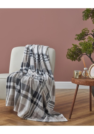 Nora Ekose Baskılı Supersoft Tv Battaniye 120x160 Cm Krem-siyah