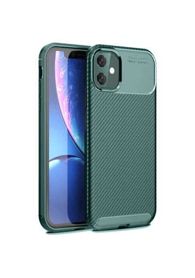 Apple iPhone Uyumlu  11 Uyumlu Kılıf Auto Focus Karbon Kapak - Koyu Yeşil