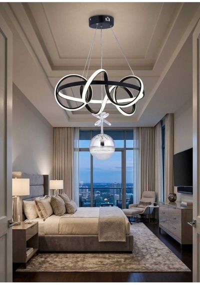 Deniz Tek Toplu Modern Sarkıt Avize ,siyah Sarkıt Power Led Avize, 3 Renk Yanabilen Led Avize,