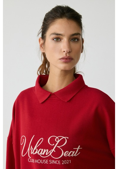 Urban Beat Steffı Kadın Triko Polo Yaka Baskı Detaylı Relaxed Kırmızı Sweatshirt Kırmızı Urban Beat Steffı Kadın Triko Polo Yaka Baskı Detaylı Relaxed Kırmızı Sweatshirt Kırmızı