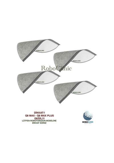 Roborock Q8 Max Pro / Max Pro+ Plus Robot Süpürge Uyumlu Yedek Parça Mop Paspas Bezi 4 Adet