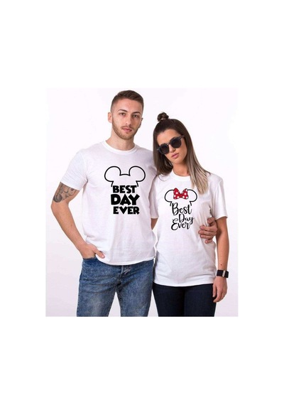 Tshirthane Best Day Ever Sevgili Kombinleri Tshirt Kombini Beyaz