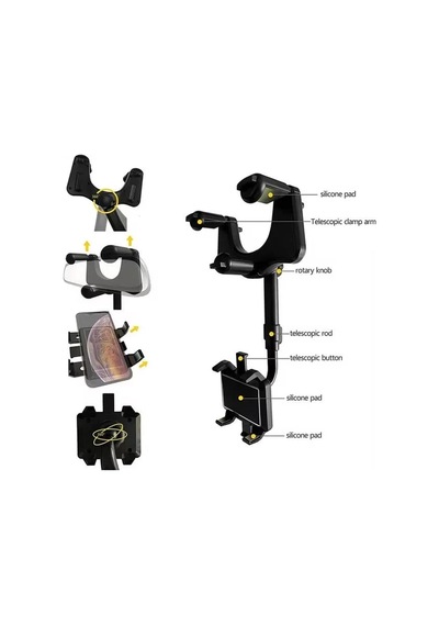 Hubrendy Sh Powermaster Pm-25159 Araç İçi Dikiz Aynası Telefon Tutucu 360 Derece Ayarlanabilen