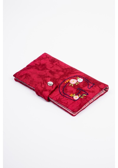 Fabric Craft Bag Kadın Cüzdanı, Kişiselleştirilebilir İsimli, Pamuklu Kumaş Kırmızı - Siyah