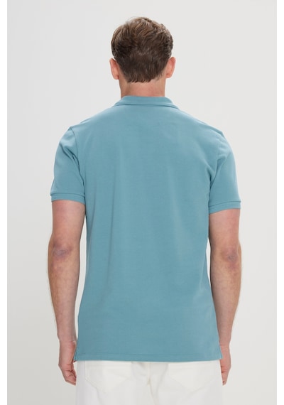 Ac&Co / Altınyıldız Classics  Erkek Petrol Slim Fit Dar Kesim Polo Yaka %100 Pamuk Kısa Kollu Tişört Petrol