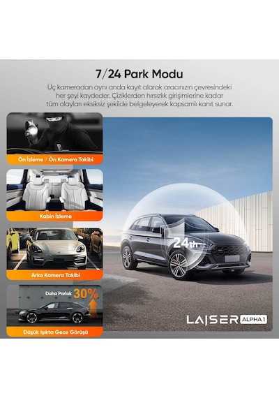 Alpha 1 4k Araç İçi Kamera 3 Kanallı Sony Imx678 Gps + Wi-fi + Park Modu Ön-iç-arka