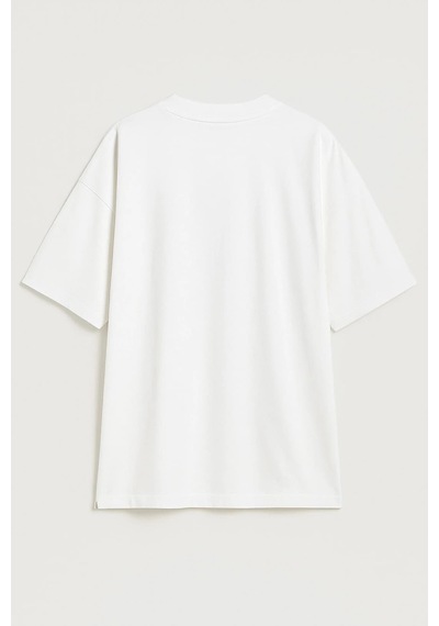 Markapia Woman Kadın Bisiklet Yaka Oversize %100 Pamuk T-shirt Beyaz Xs