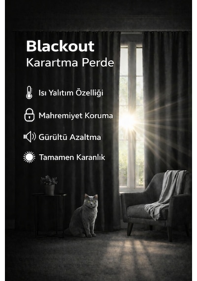 Kiremit Blackout Termal Güneşlik Fon Perde En X Boy