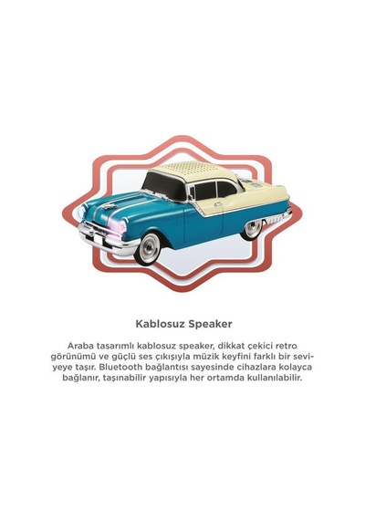 Torima D87 Bluetooth Hoparlör Retro Klasik Araba Tasarımlı 10w Fm Usb Selfie Speaker Yeşil