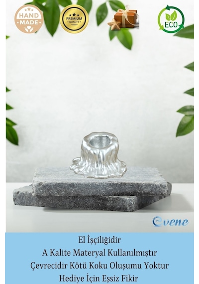 Mumluk Şamdan Tealight Mum Uyumlu Küçük Erimiş Mum Model - Gümüş