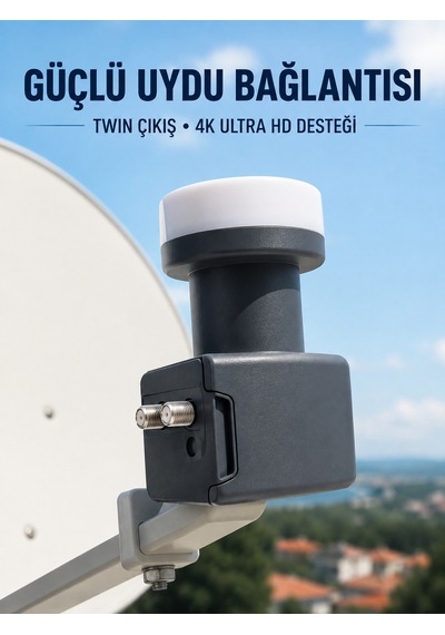 4k Ultra Hd Twin Lnb Çift Uydu Çıkışlı Ku Band Çanak Anten Lnb 0.1 Db - Lisinya