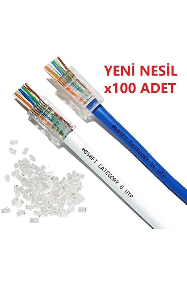 Yeni Nesil Pense + Ez Rj45 Delikli 100 Lü + Jak Test Cihazı + Ethernet İnternet 3 İn 1 Bakım Seti Network Seti