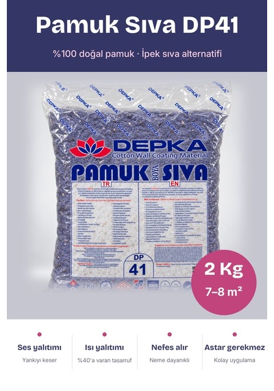 Depka Pamuk Sıva Dp41 2 Kg 7-8 M² İpek Sıva Alternatifi Isı Ve Ses Yalıtımlı Dekoratif Sıva