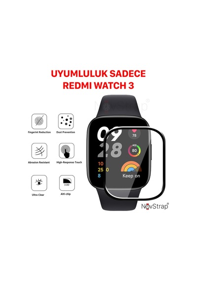 Xiaomi Redmi Watch 3 İle Uyumlu Ekran Koruyucu Nano Esnek Cam Tam Kaplayan Ppm